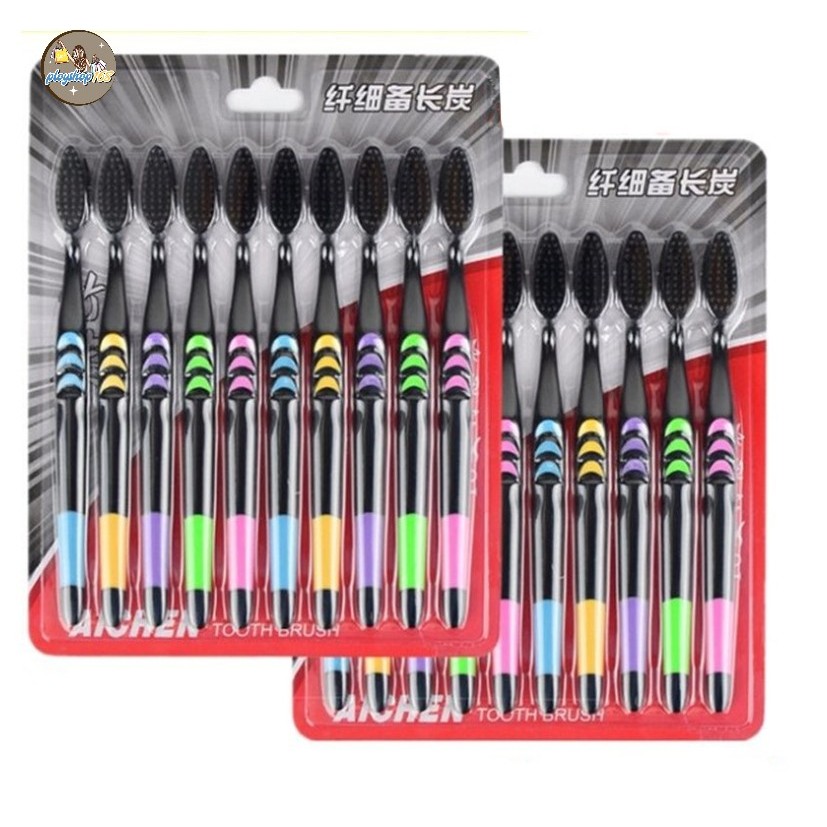 แปรงสีฟัน ชาร์โคลขนแปรง 0.18 mm 10ชิ้น/แพ็ค
