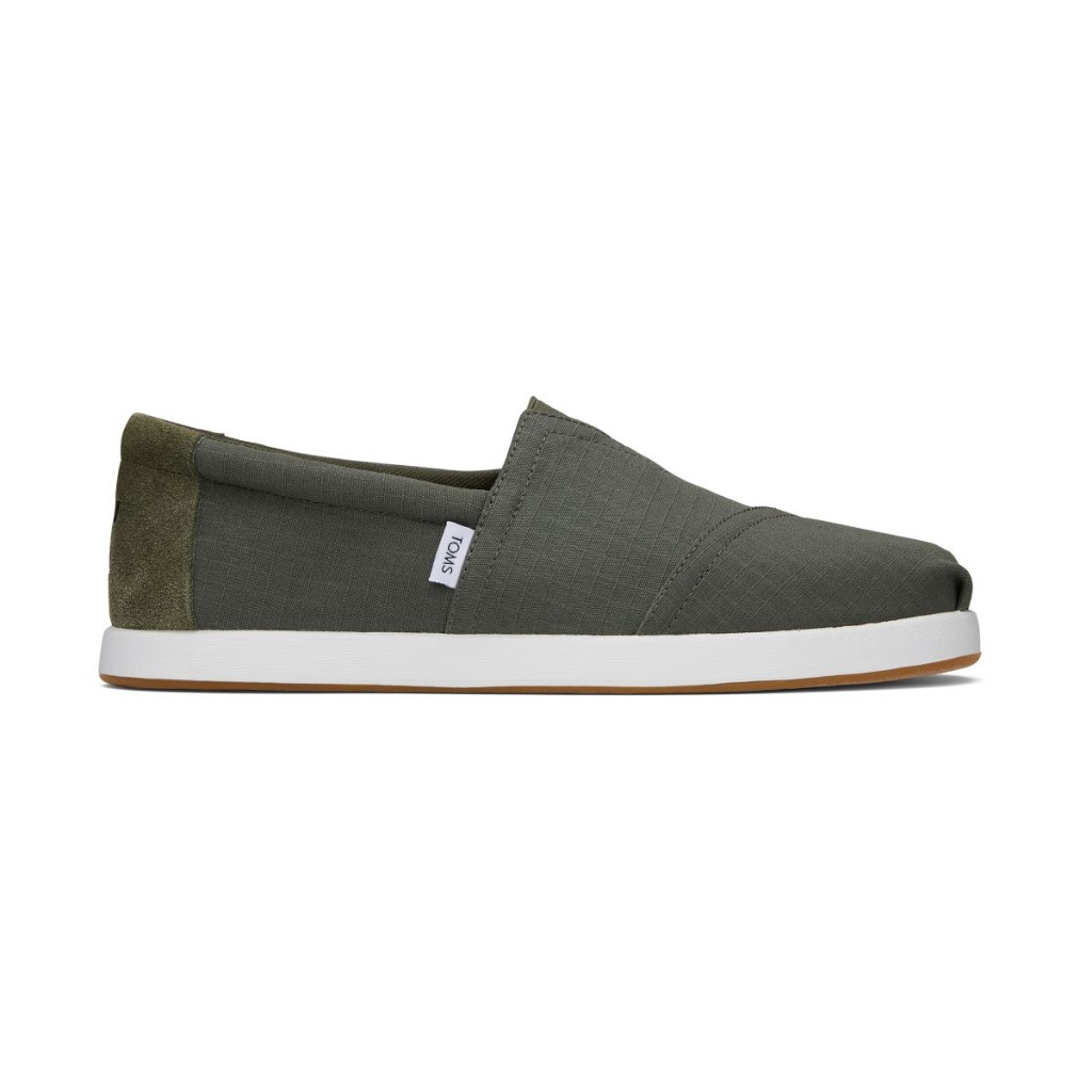 TOMS รองเท้าลำลองผู้ชาย สลิปออน รุ่น ALP FWD Dark Sage Recycled Ripstop Cotton Canvas-Distressed Suede (CC) รองเท้าลิขสิทธิ์แท้