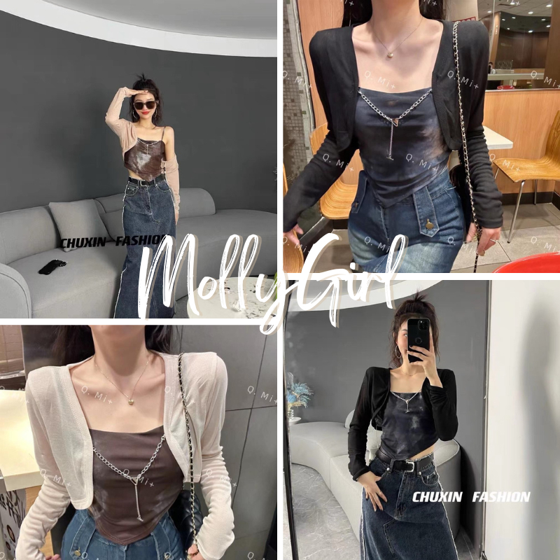 Mollygirl เสื้อเซ็ตคอลใหม่ ผ้าซีทรู