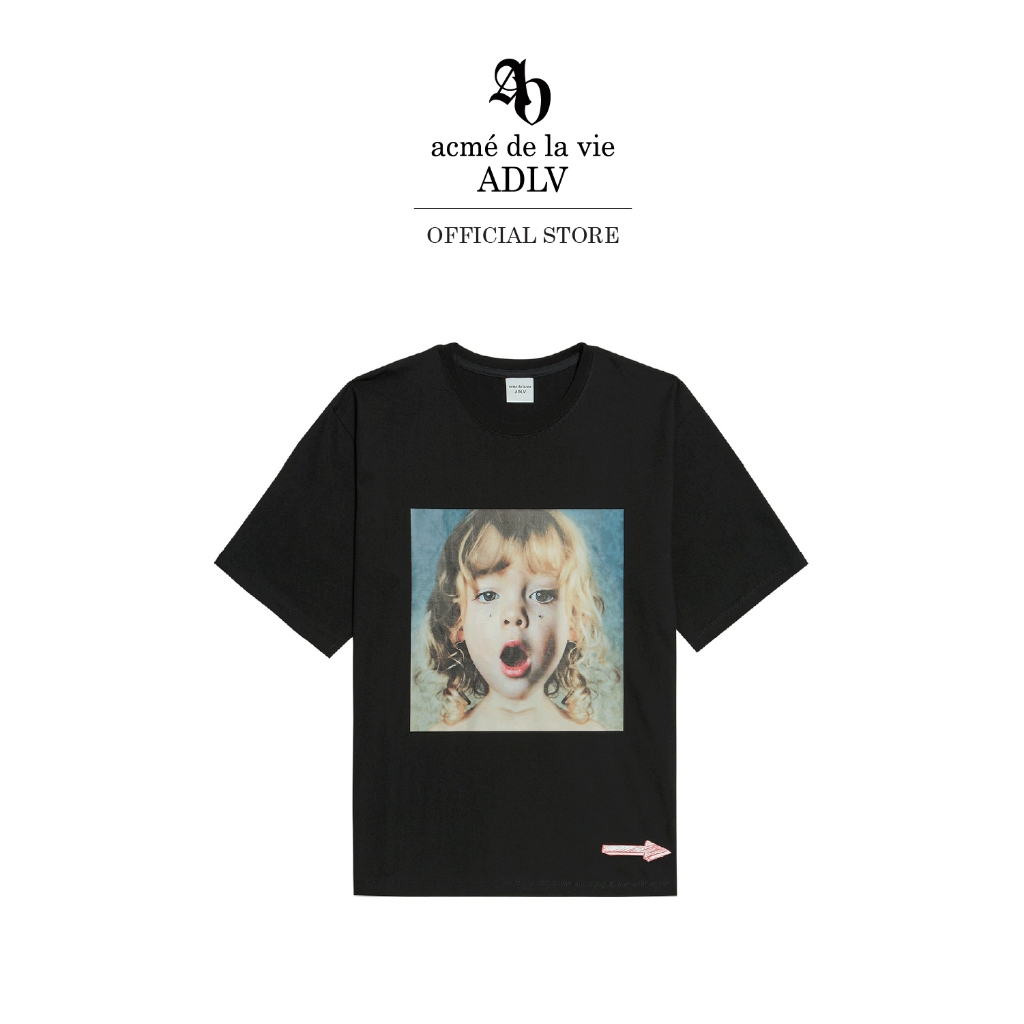 ADLV [acme de la vie] เสื้อยืด Oversize รุ่น Baby Face Short Sleeve T-Shirt Black Jewelry Black (50191OBFSSU_F3BKXX)