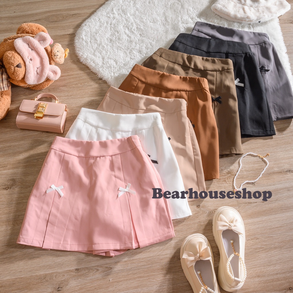 Micki Skirt กางเกงกระโปรงจีบหน้า เเต่งโบว์