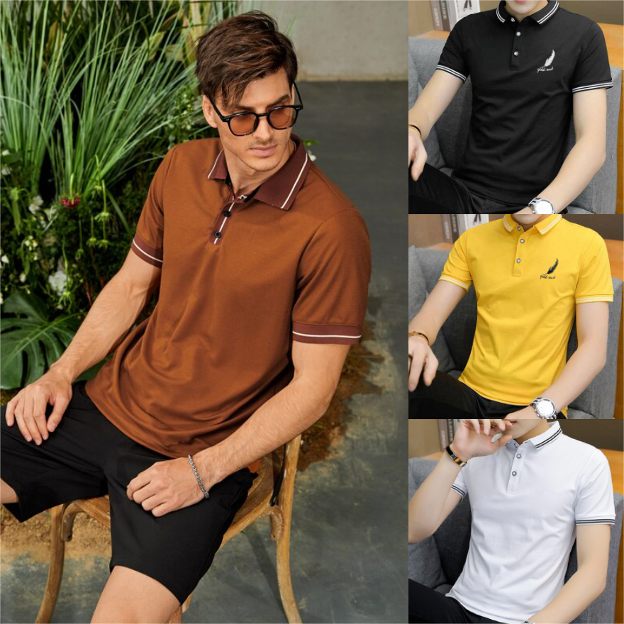 เสื้อโปโลแขนสั้น เสื้อเชิ้ตคอปกสีพื้น เนื้อผ้านิ่ม ใส่สบาย สินค้าแฟชั่่น พร้อมส่ง