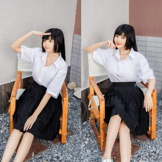 เสื้อนักศึกษาทรงบอย Oversize (ไม่มีกระเป๋า-ไม่เข้ารูป) เสื้อนักศึกษาผู้หญิง Sz.S32-50