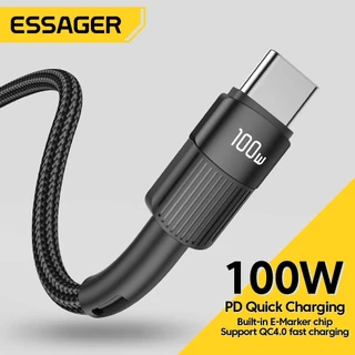 Essager PD 100W Type C To C สายสายชาร์จสายชาร์จเร็วสำหรับโทรศัพท์ Xiaomi Samsung