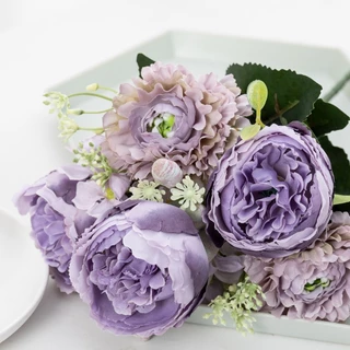 ช่อดอกโบตั๋น พีโอนี (Peony) ประดิษฐ์ สําหรับตกแต่งบ้าน งานแต่งงาน DIY ดอกไม้ปลอม C222
