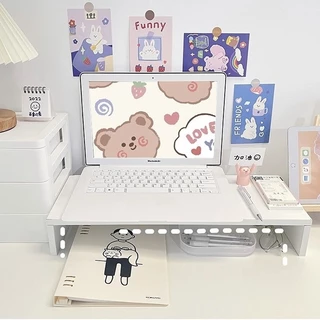 ที่วางโน๊ตบุ๊ค ชั้นวางจอคอม 50*20*8cm ขาตั้งจอคอม ชั้นวางบนโต๊ะทํางาน พร้อมที่เก็บคีย์บอร์ด จัดระเบียบเดสก์ท็อป เพิ่มควา