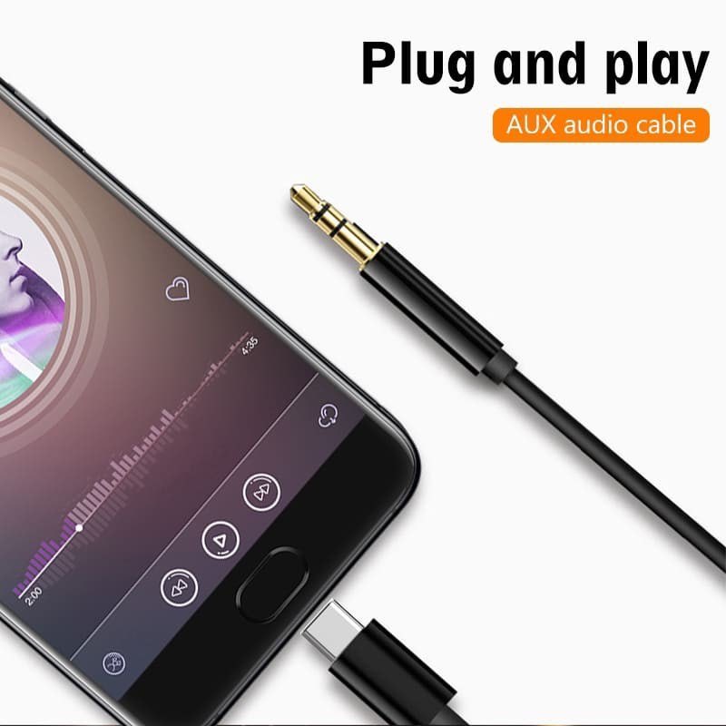 สายแปลง  Type-C to 3.5mm. 1m สายต่อลำโพงรถ ลำโพงบ้าน พร้อมส่ง