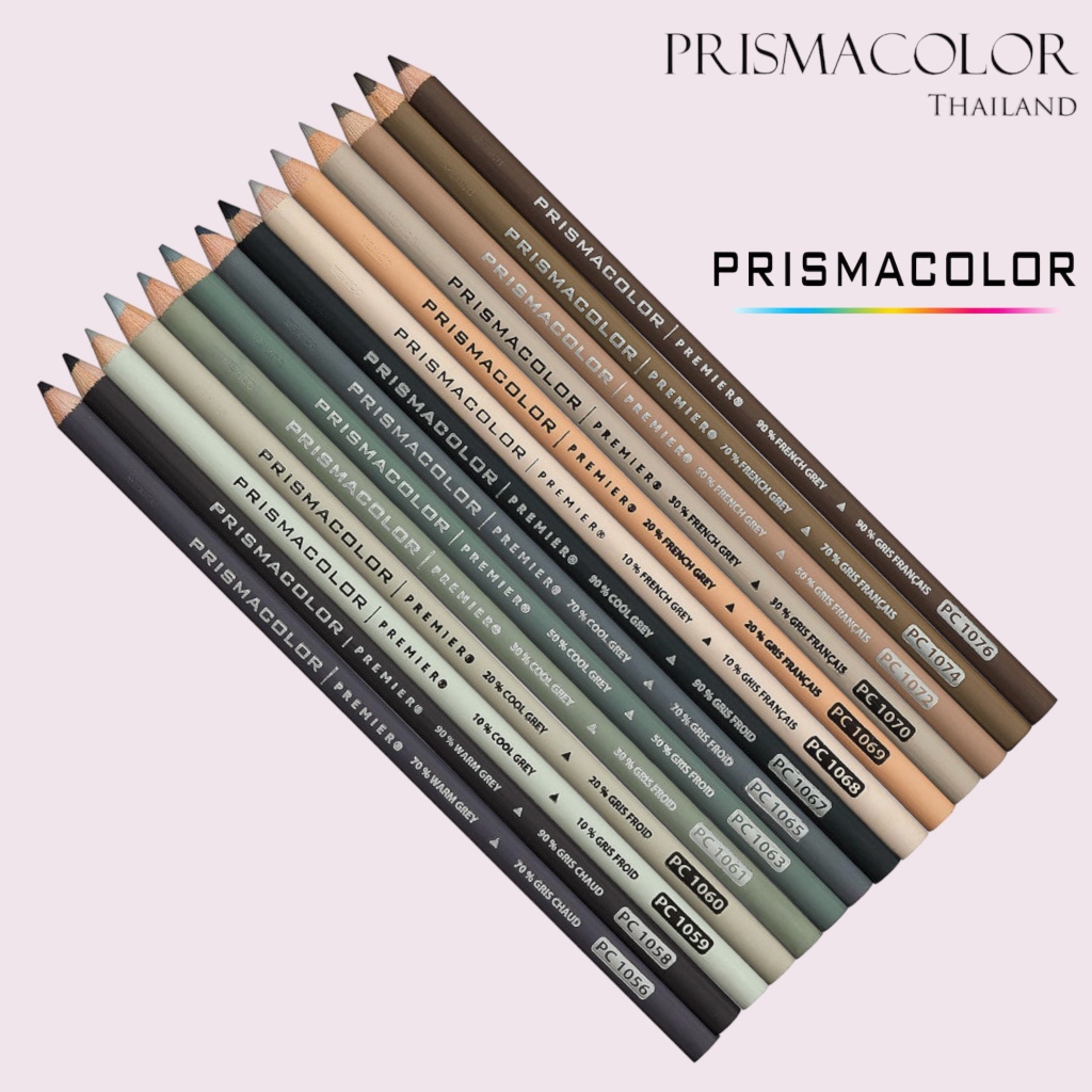ดินสอสีไม้ กันน้ำ ระบายนุ่มลื่น Prismacolor Premier Soft Core จำหน่ายแยกแท่ง (กลุ่มสีเทา 1)