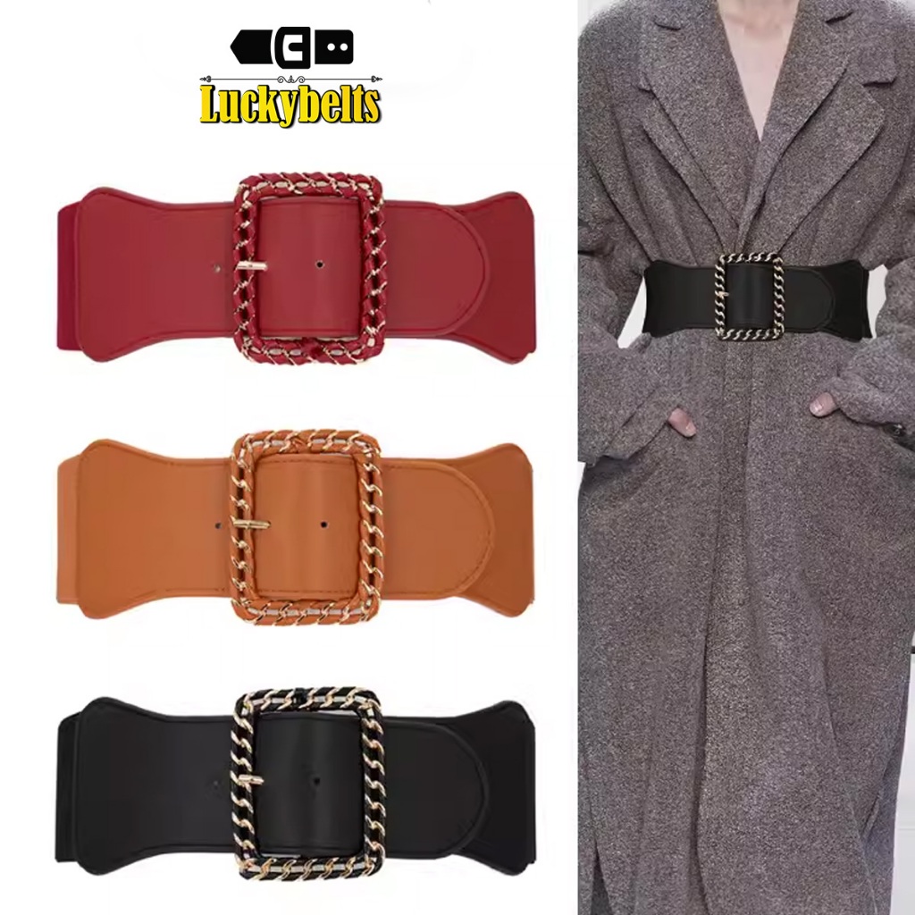 LK257 เข็มขัดยางยืดใหญ่ กว้าง3" หลังยางยืดฟรีไซส์ มี 4สีเอวยืดเริ่ม25-34