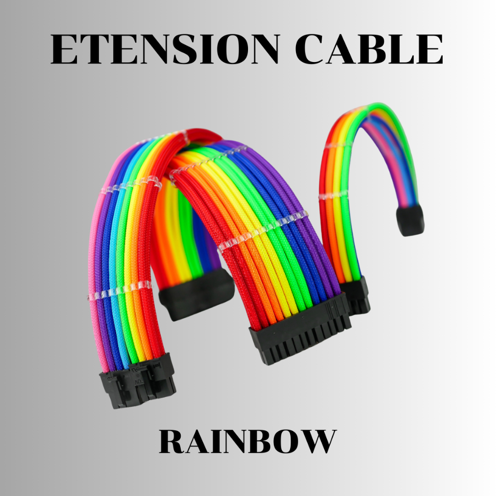 สายถักแต่งคอม MB 24 pin / CPU 8 pin / GPU 8 pin / Set 4 ชิ้น พร้อมส่ง 🇹🇭🇹🇭🇹🇭