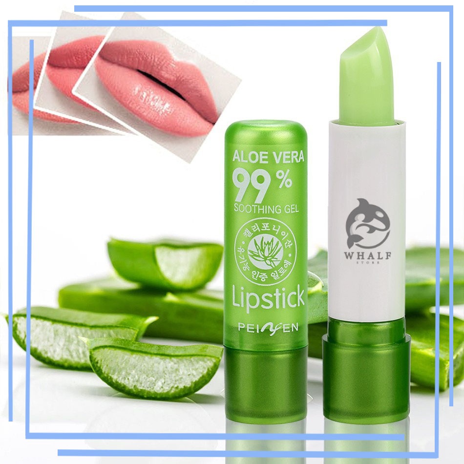 ลิปบาล์ม ลิปว่านหางจระเข้ อโลเวร่า ลิปอโลเวร่า Aloe vera 99% เพิ่มความชุ่มชื้น ติดทนนาน กันน้ำ