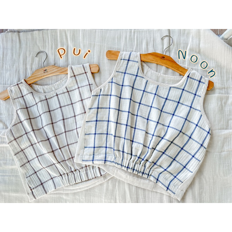 เสื้อจั๊มเอว เสื้อแขนกุด ผ้าสาลู2ชั้น ญี่ปุ่น