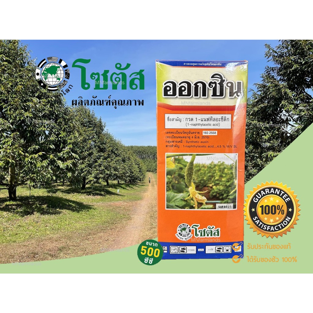 ออกซิน 500CC l โซตัสl ใช้ป้ายต้นทุเรียนเพื่อเพิ่ม%การติดผล สารสำคัญ : 1-naphthylacetic acid……4.5% W/V SL