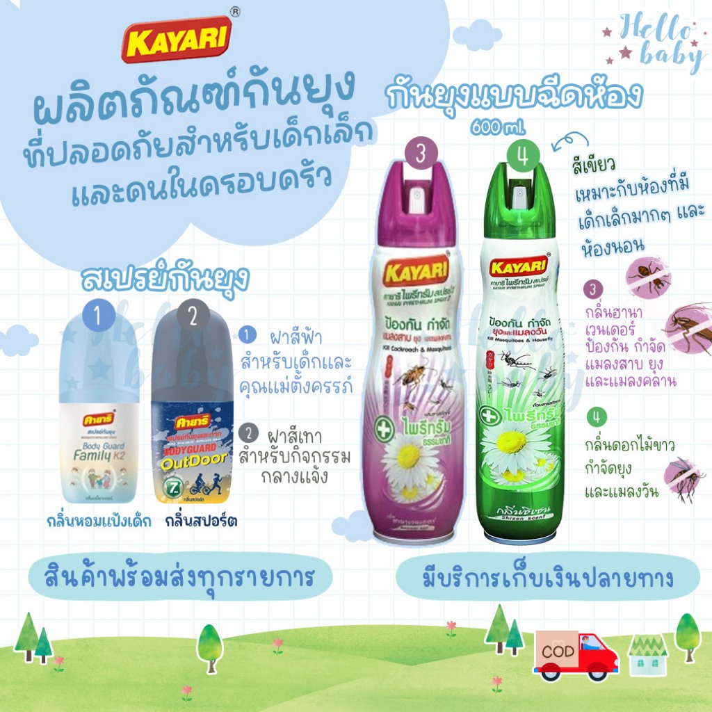 📮ส่งด่วนพิเศษไม่มีวันหยุด📮คายาริ สเปรย์กันยุง ฉีดตัว ฉีดห้อง กันแมลงวัน แมลงคลาน