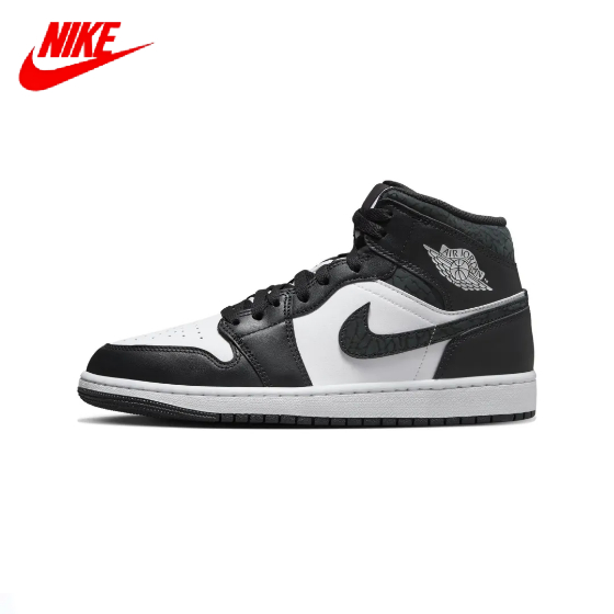 Nike Air Jordan 1 Mid SE Panda Elephant ของแท้ 100% รองเท้าบาสสำหรับผู้ชาย และผู้หญิง