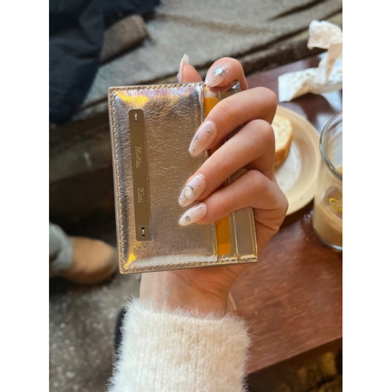 [พร้อมส่ง Silver /แท้ ] MATIN KIM VINTAGE CARD WALLET กระเป๋าใส่บัตร การ์ด หนังวัวแท้