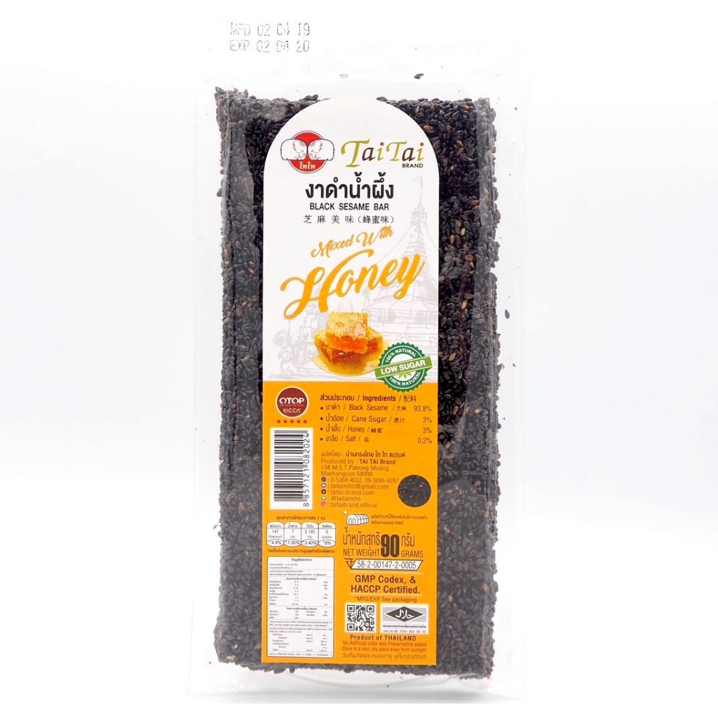 Tai Tai(ไทไท) ขนมงาดำน้ำผึ้ง 90 กรัม Black sesame bar-honey 90 grams