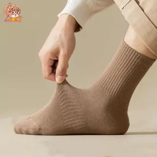 annacny ถุงเท้าข้อกลาง แทบแนวตั้ง สไตล์ญี่ปุ่น 🧦ถุงเท้าแฟชั่น สีพื้น ส่งจากไทย S29