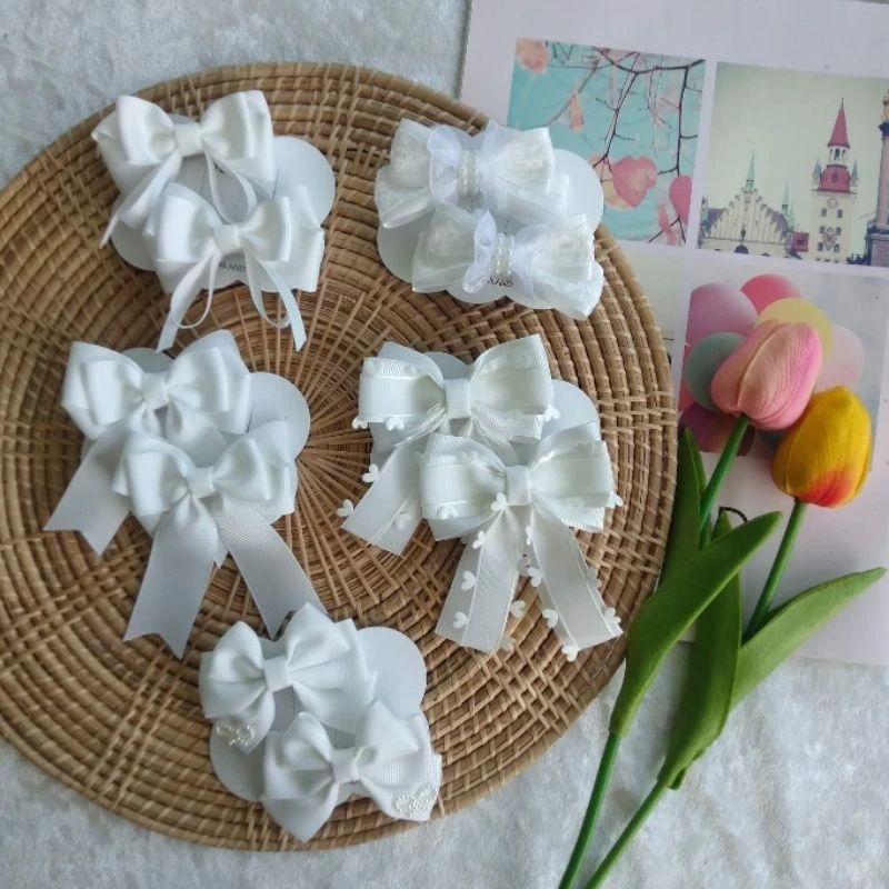 โบว์ติดผมนร.โทนสีขาว,🤍(ราคา/1คู่)