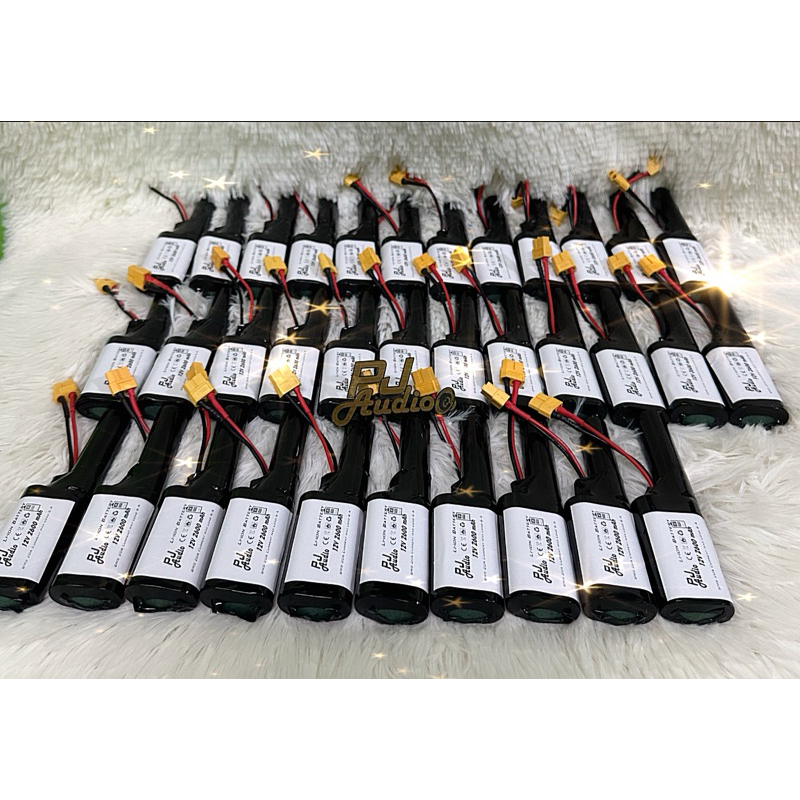 แบตเตอรี่ลิเธียม 12v 2600mAh และแบตเตอรี่ลิเธียท 12V 3400 mAh ทรงปืน+BMS+XT60 แบตลำโพงบลูทูธ DIY