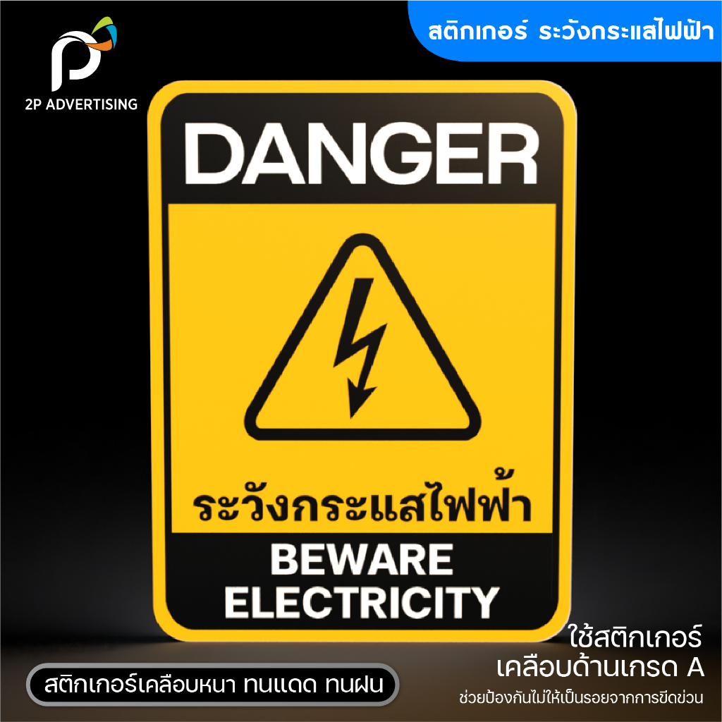 สติ๊กเกอร์ระวังกระแสไฟฟ้า,ป้ายคำเตือน,สติ๊กเกอร์ะวังอันตราย