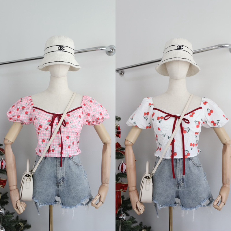 khun studio เสื้อครอปพิมพ์ลาย 🍒