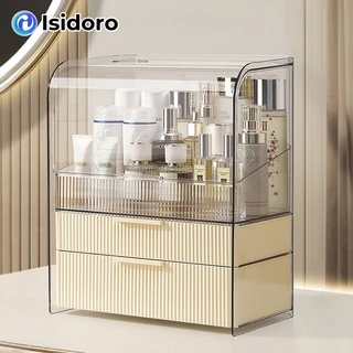 Isidoro กล่องใส่เครื่องสำอาง ไม่ต้องติดตั้ง มีฝาปิด มีลิ้นชัก กันฝุ่นกันชื้น ความจุขนาดใหญ่ กล่องเก็บของ