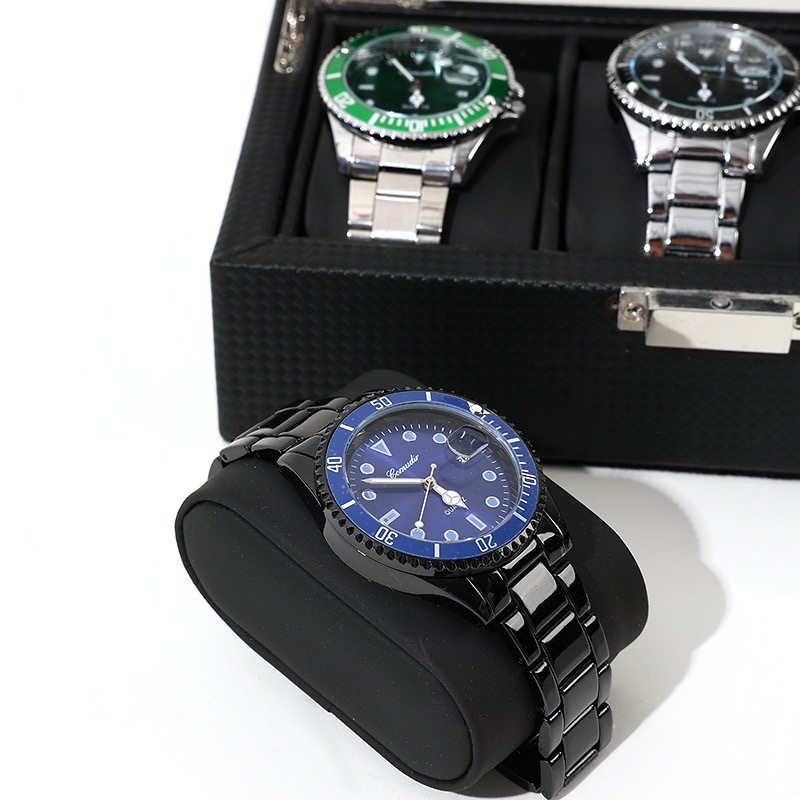 *พร้อมส่ง*กล่องนาฬิกา 3 เรือน กล่องใส่นาฬิกา (คาร์บอนไฟเบอร์สีดำ+ในPUหนัง) Watch Box