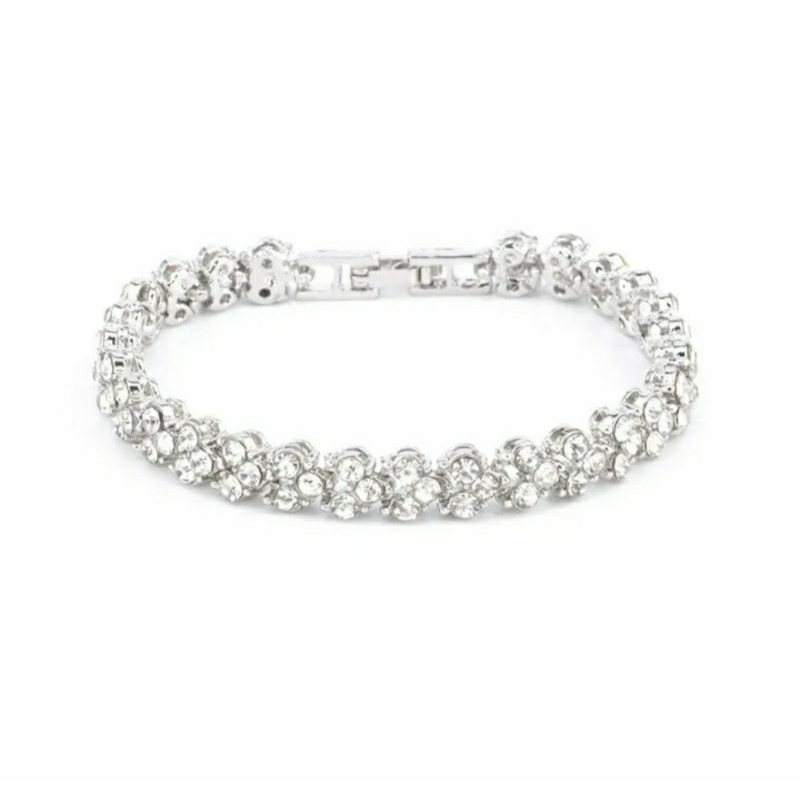 พร้อมส่ง สร้อยข้อมือเงินประดับคริสตัล กำไลเพชร สร้อยข้อมือเพชรคริสตัล สำหรับออกงาน ไปงานแต่ง เพื่อนเจ้าสาว ใส่กับชุดเดรส