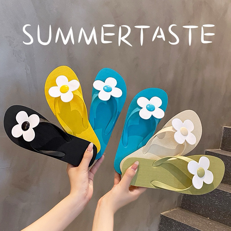 AS072 รองเท้าแตะดอกไม้ สีแคนดี้ รองเท้าชายหาด พื้นกันลื่น