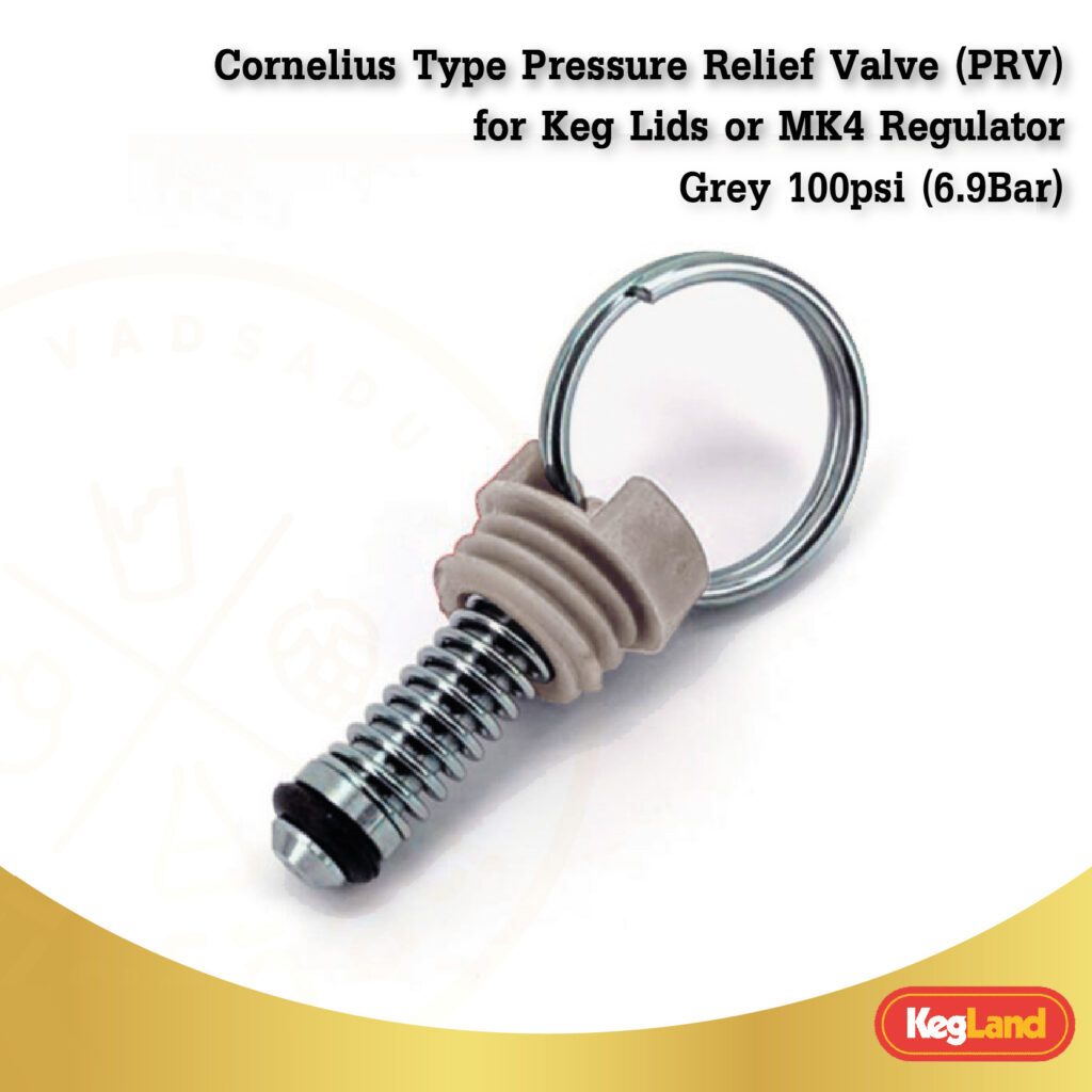 Cornelius Type Pressure Relief Valve (PRV) for Keg Lids or MK4 Regulator – GREY 100psi (6.9Bar)