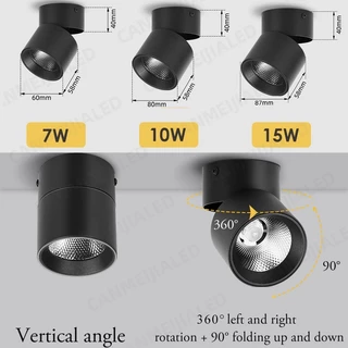 LED ดาวน์ไลท์ ไฟสปอร์ตไลท์ 3 สี โคมไฟดาวน์ไลท์ พับได้ Downlight โคมไฟเพดาน ภายใน ห้องนั่งเล่น ร้านค้า