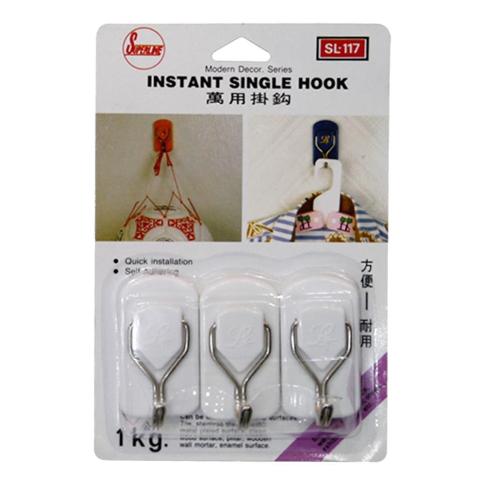 ขอแขวน SL 117 สีขาว (1x3)  Brand SUPERLINE  ขอแขวนติดผนัง