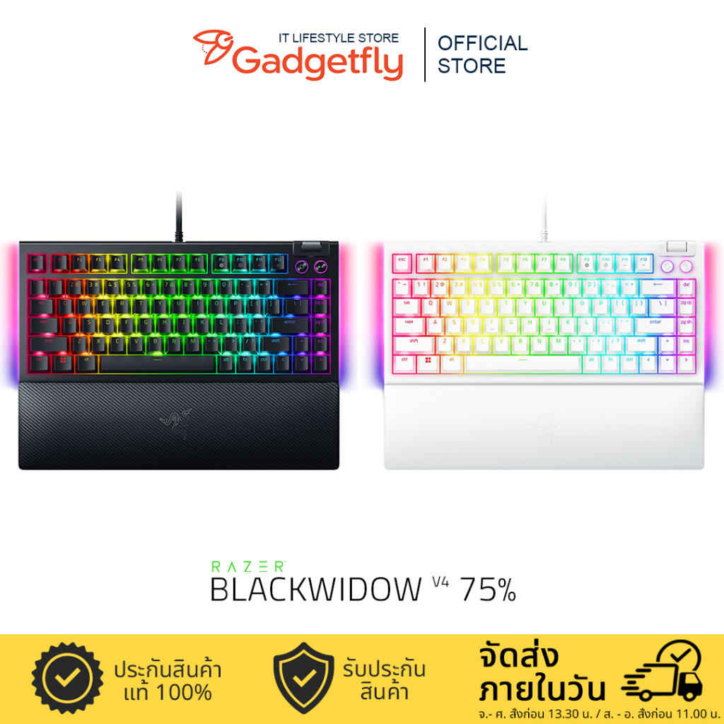 Razer BlackWidow V4 75% - US - Black - Hot-swappable Mechanical Gaming Keyboard (คีย์บอร์ดเกมมิ่ง)
