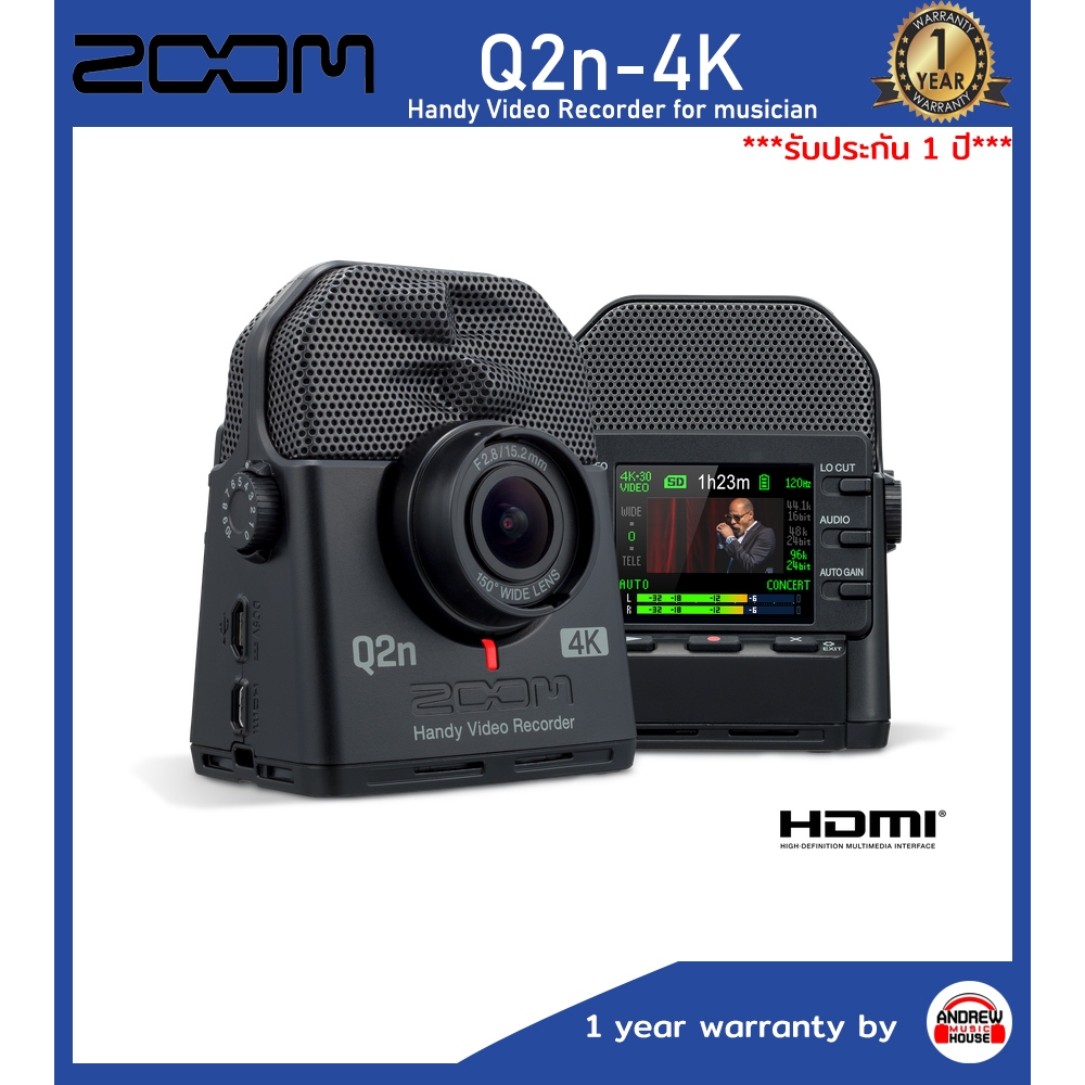 กล้องวิดีโอ HD แบบพกพา Zoom Q2N-4K Handy Video Recorder สำหรับบันทึกภาพ และเสียง ***รับประกันโดยศูนย
