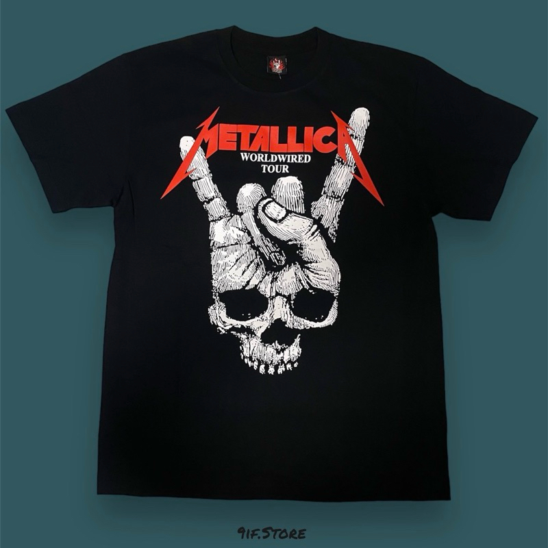 เสื้อยืดวงเมทัลลิก้า(Metallica) ลายWorld Wired Tour (ป้ายRock Yeah) สกรีนหน้า-หลัง