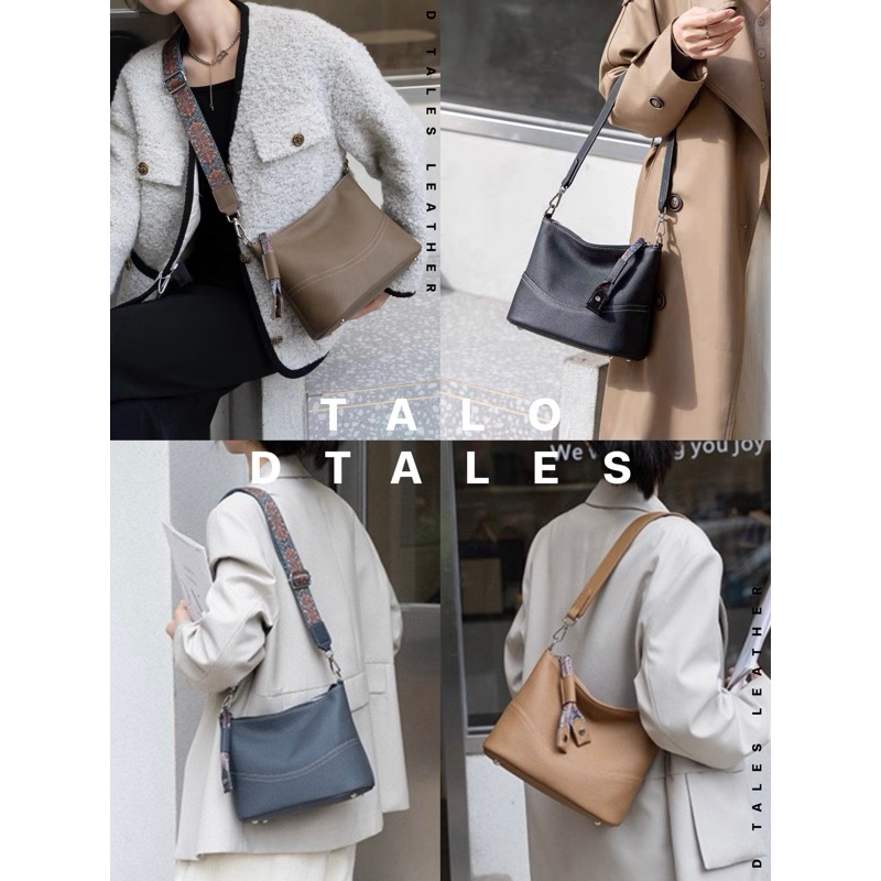 DTALES TALO กระเป๋าหนังแท้ นิ่มเบา แมทช์ง่าย สาย2แบบ คล้องไหล่ สะพายข้าง
