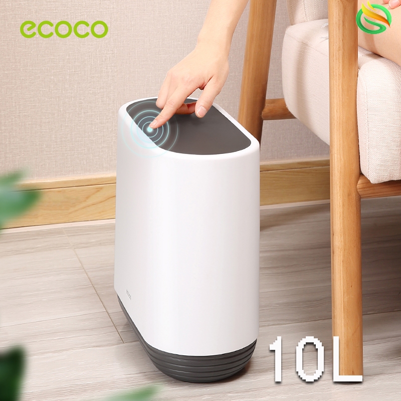 [พร้อมส่ง]Ecoco ถังขยะในห้องน้ำ 10 ลิตร ในตัวสองชั้น ทันสมัย ถังขยะแคบ ถุงขยะ E1906