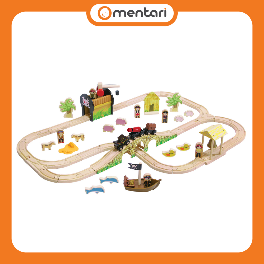 Mentari ของเล่นไม้ รถไฟเด็ก ชุดรถไฟโจรสลัด Pirate Land Train Set