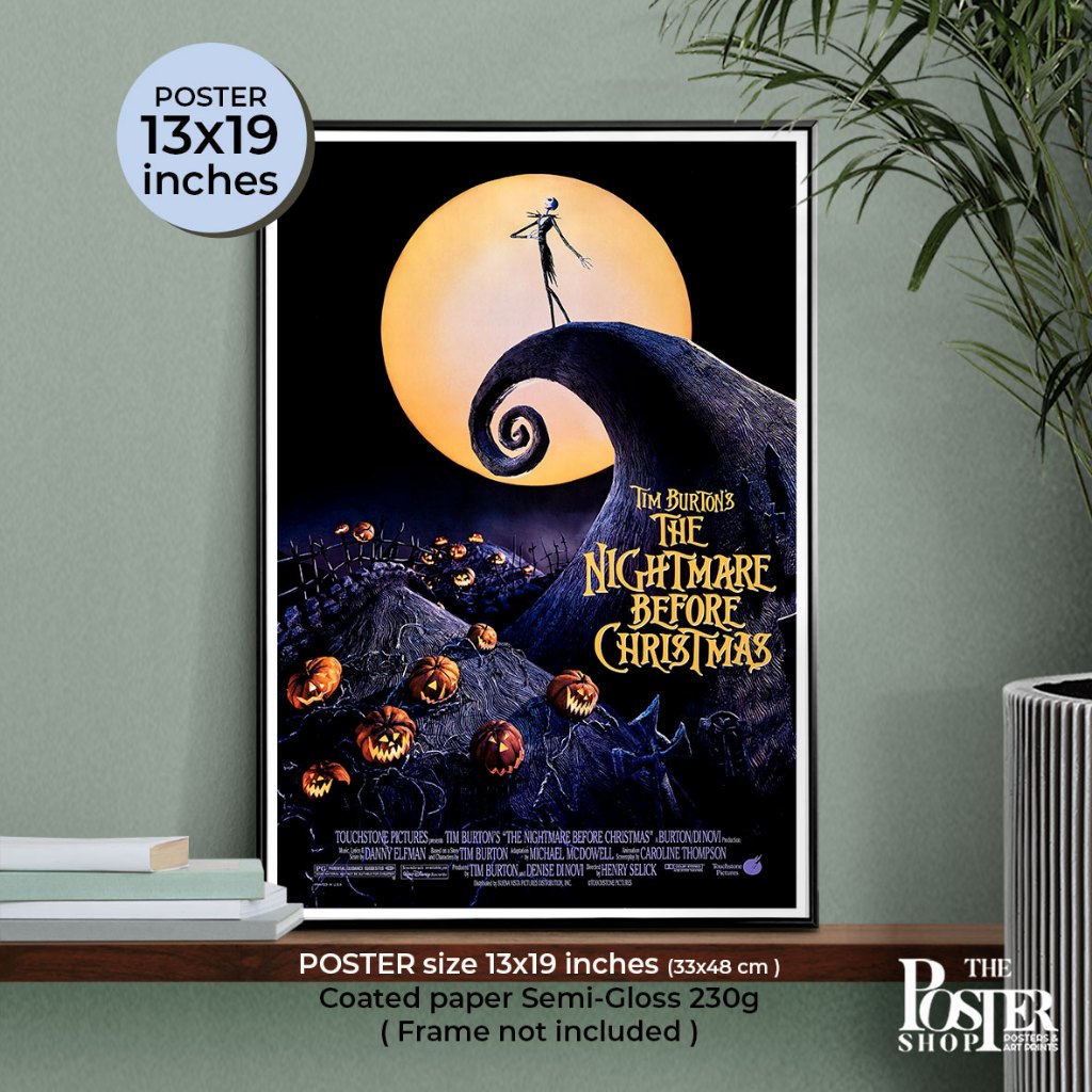 The Nightmare Before Christmas Poster (1993) Tim Burton, stop-motion, animated  ภาพขนาด 33X48 cm