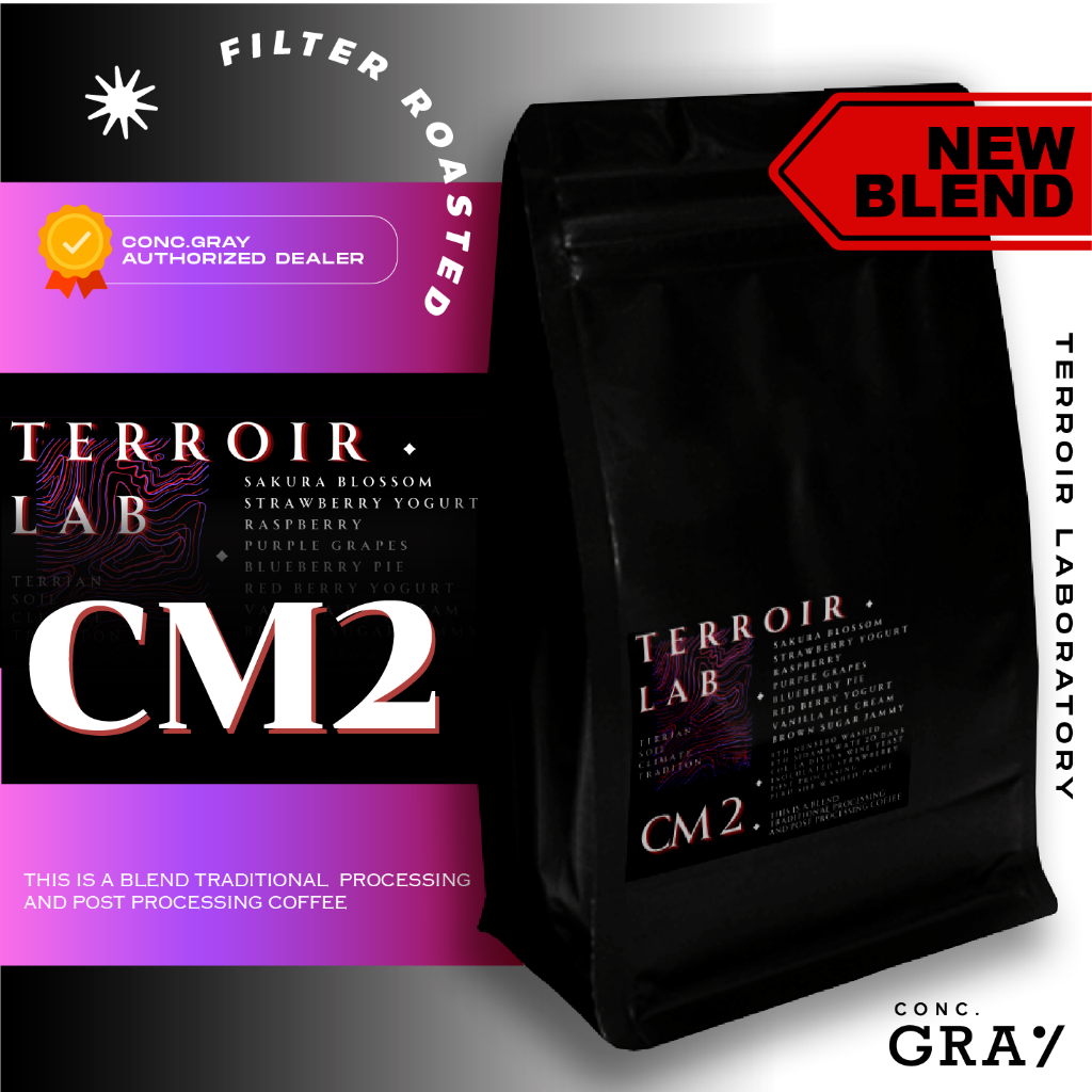 เมล็ดกาแฟ "CM" BLEND เมล็ดกาแฟคั่ว Terroir Lab  Sweet Strawberry Fresh Blueberry, Pink Guava Yogurt