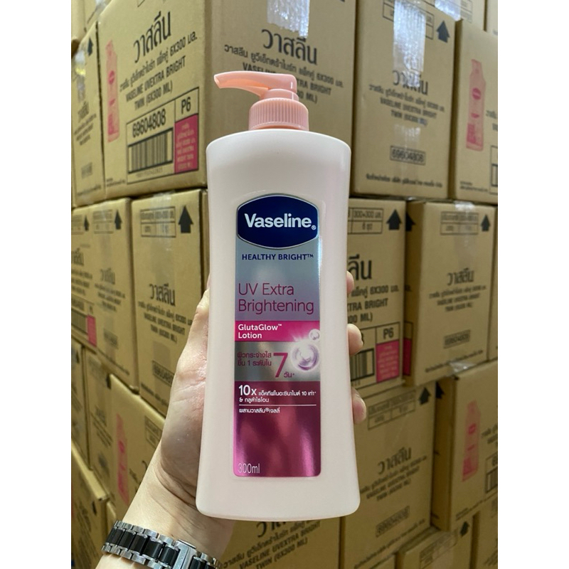 โลชั่นวาสลีน Vaseline UV Whitening lotion Pink วาสลีน เฮลธี ไวท์ ยูวี ไลท์เทนนิ่ง โลชั่น ชมพู300- 49