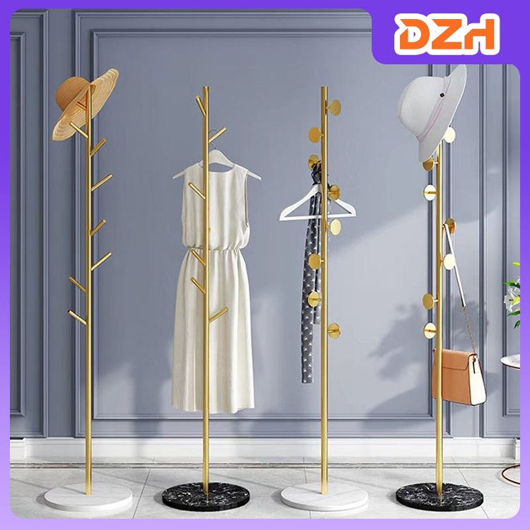 พร้อมส่ง ชั้นวางเสื้อผ้า ที่แขวนกระเป๋า ไม้แขวนผ้า การออกแบบฐานหินอ่อน ไฟและรอยขีด