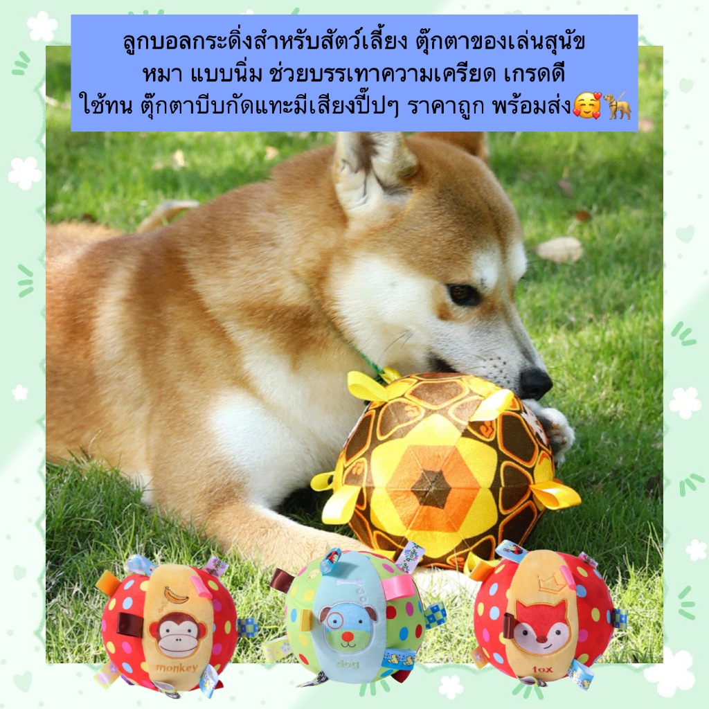 AL-527 ลูกบอลกระดิ่งสําหรับสัตว์เลี้ยง ตุ๊กตาของเล่นสุนัข  หมา แบบนิ่ม ช่วยบรรเทาความเครียด เกรดดี ใช้ทน ตุ๊กตาบีบกัดแทะ