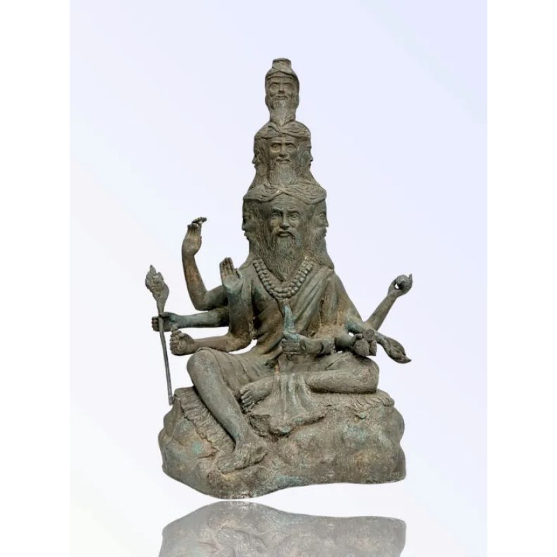 มหาบรมครู พ่อปู่ฤาษี 9หน้า หลวงพ่อทองดำ วัดถ้ำตะเพียนทอง จ.ลพบุรี หน้าตัก12นิ้ว เนื้อสำริด