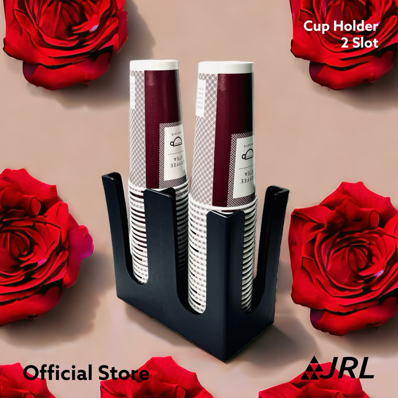 JRL ที่ใส่แก้ว พลาสติก ไร้รอยต่อ สำหรับใส่แก้ว ฝาแก้ว 2 ช่อง / 4 ช่อง (สีดำ)