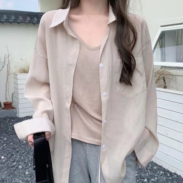 รีสต๊อค!! 2893 เสื้อกล้าม+เชิ้ต ชุดเซ็ท2ชิ้น ผ้าซิลด์พริ้วๆ wanwan clothing