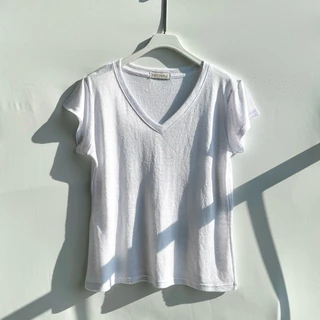 S6 เสื้อยืด คอวี ผ้าสลาฟ สาวอวบ รอบอก 38-44