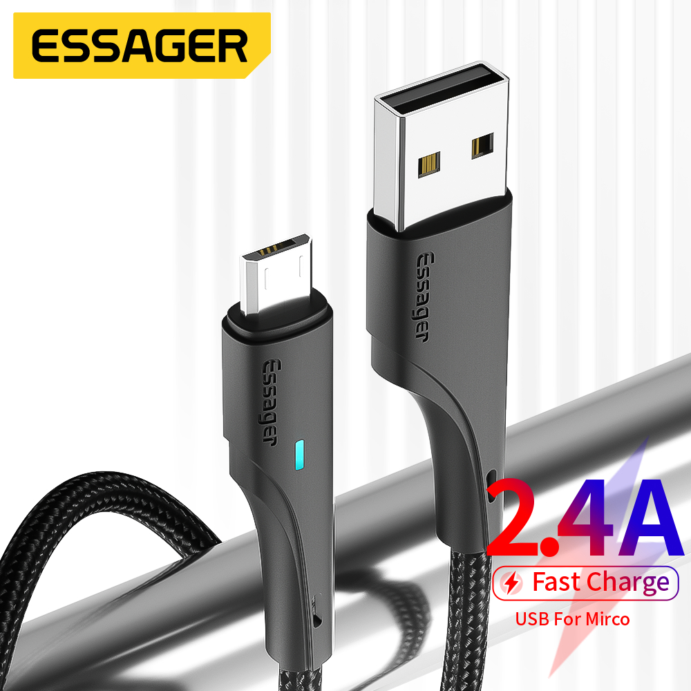 Essager USB ชนิด C Micro Cable สายชาร์จเร็วโทรศัพท์สายชาร์จสำหรับ Xiaomi เรดหมี่หัวเว่ย Samsun