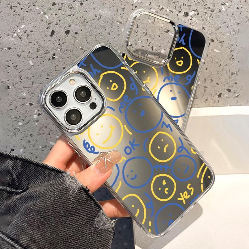 หุ้นไทย เคสกระจกแต่งหน้า for iPhone 15 11 14 Pro Max 11 13 12 Pro Max 14 Pro 15 Plus ฝาหลังโทรศัพท์คุณภาพสูงทาสีหรูหรา